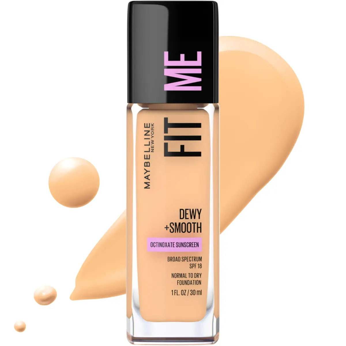 Maybelline Fit Me Dewy + Smooth Foundation - 210 Sandy Beige, 29.57ml | Hydrating Luminous Finish - main product image