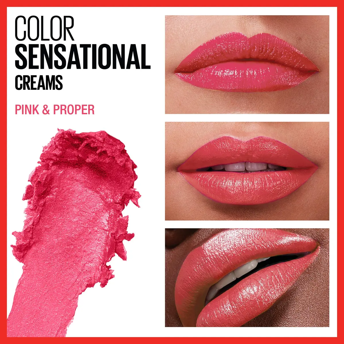 Maybelline Color Sensational Lipstick in Pink & Proper - Creamy Hydrating Coral Pink - view 3