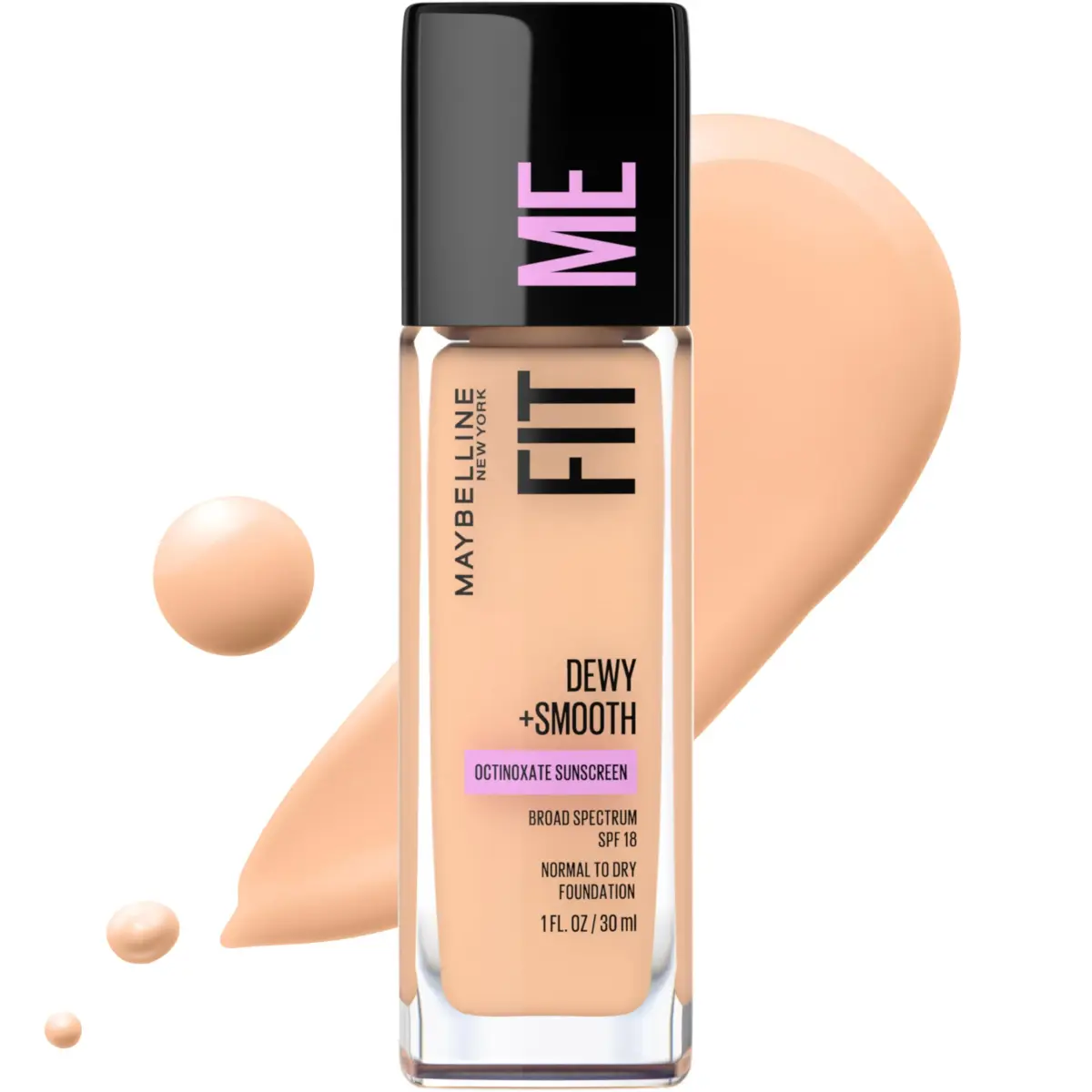 Maybelline Fit Me Dewy + Smooth Foundation, 125 Nude Beige, 29.57ml | Hydrating Luminous Finish - main product image
