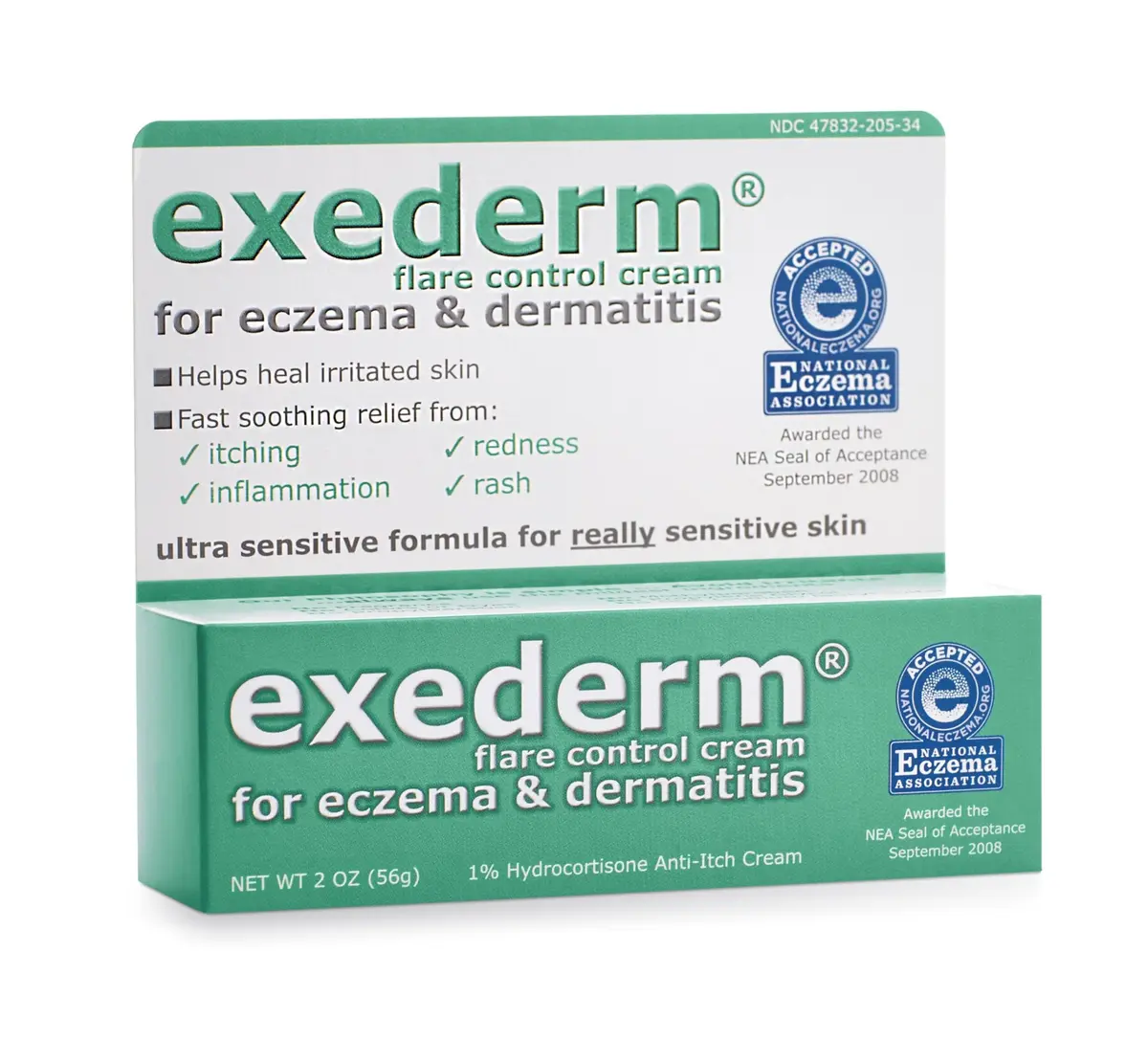 Exederm Flare Control Hydrocortisone Cream for Eczema & Dermatitis 2oz | Fast-Relief for Sensitive Skin - main product image