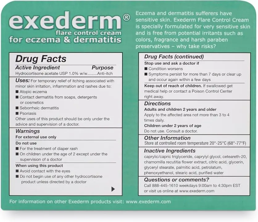 Exederm Flare Control Hydrocortisone Cream for Eczema & Dermatitis 2oz | Fast-Relief for Sensitive Skin - view 8