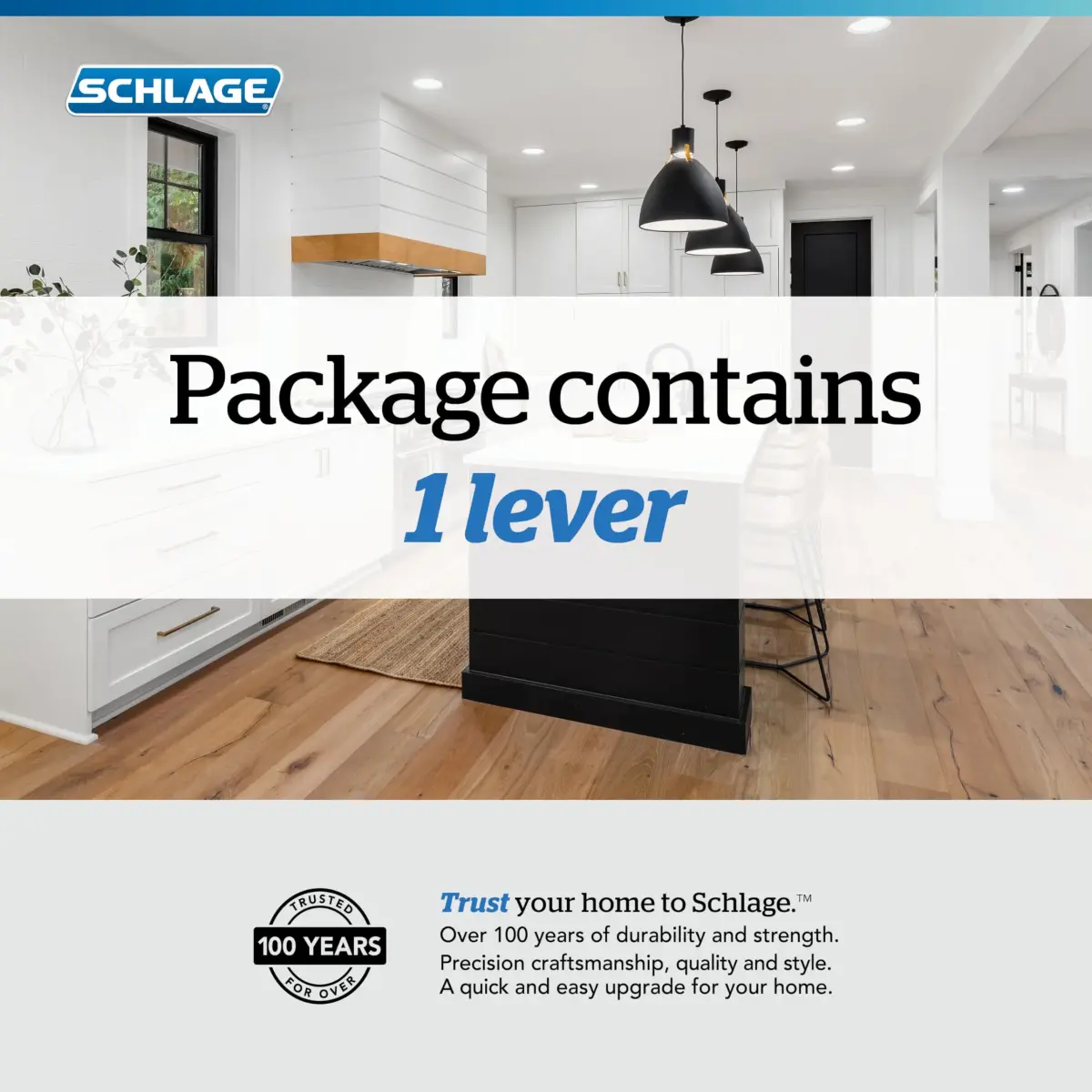 SCHLAGE Latitude Dummy Door Handle, Satin Nickel (Zinc) | Reversible, Decorative Pull - view 2