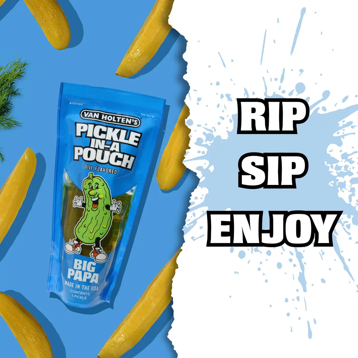 Van Holten's Big Papa Pickle-In-A-Pouch 7 oz (198 g) | Jumbo Dill Snack Pouch, Gluten-Free & Kosher - view 2