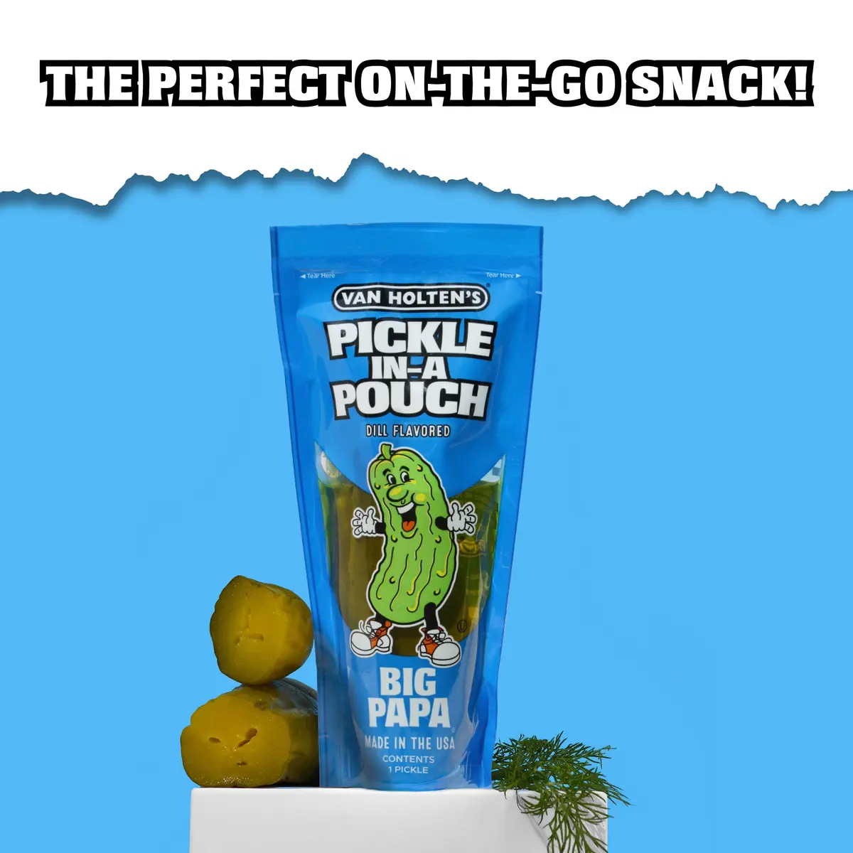 Van Holten's Big Papa Pickle-In-A-Pouch 7 oz (198 g) | Jumbo Dill Snack Pouch, Gluten-Free & Kosher - view 3