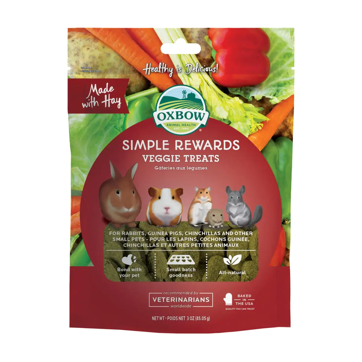 Oxbow Simple Rewards Veggie Treats for Small Animals 3 oz (85 g) | Wholesome Oven-Baked Goodness - main product image