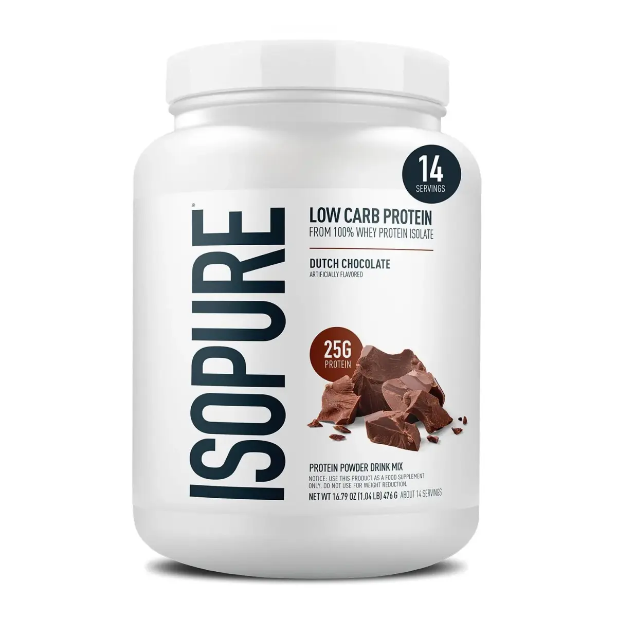 Isopure Low Carb Whey Protein Isolate Powder Dutch Chocolate, 1 Lb (454g) | 25g Protein Per Serving - view 4