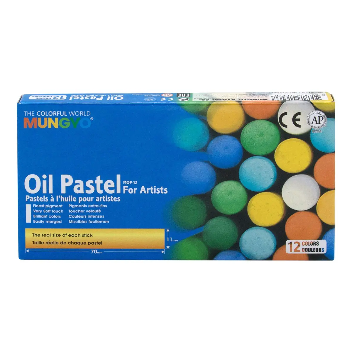 MUNGYO Gallery Oil Pastels Cardboard Box Set of 12 Assorted Colors | Vibrant, Easy-to-Blend Art Supplies for Students - view 7