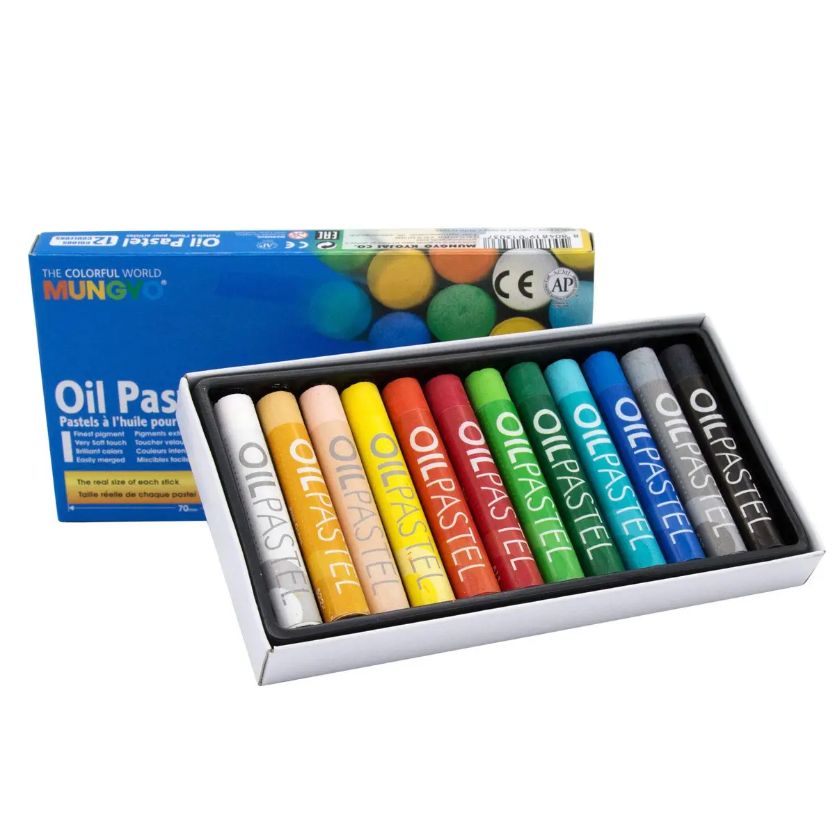 MUNGYO Gallery Oil Pastels Cardboard Box Set of 12 Assorted Colors | Vibrant, Easy-to-Blend Art Supplies for Students - view 2