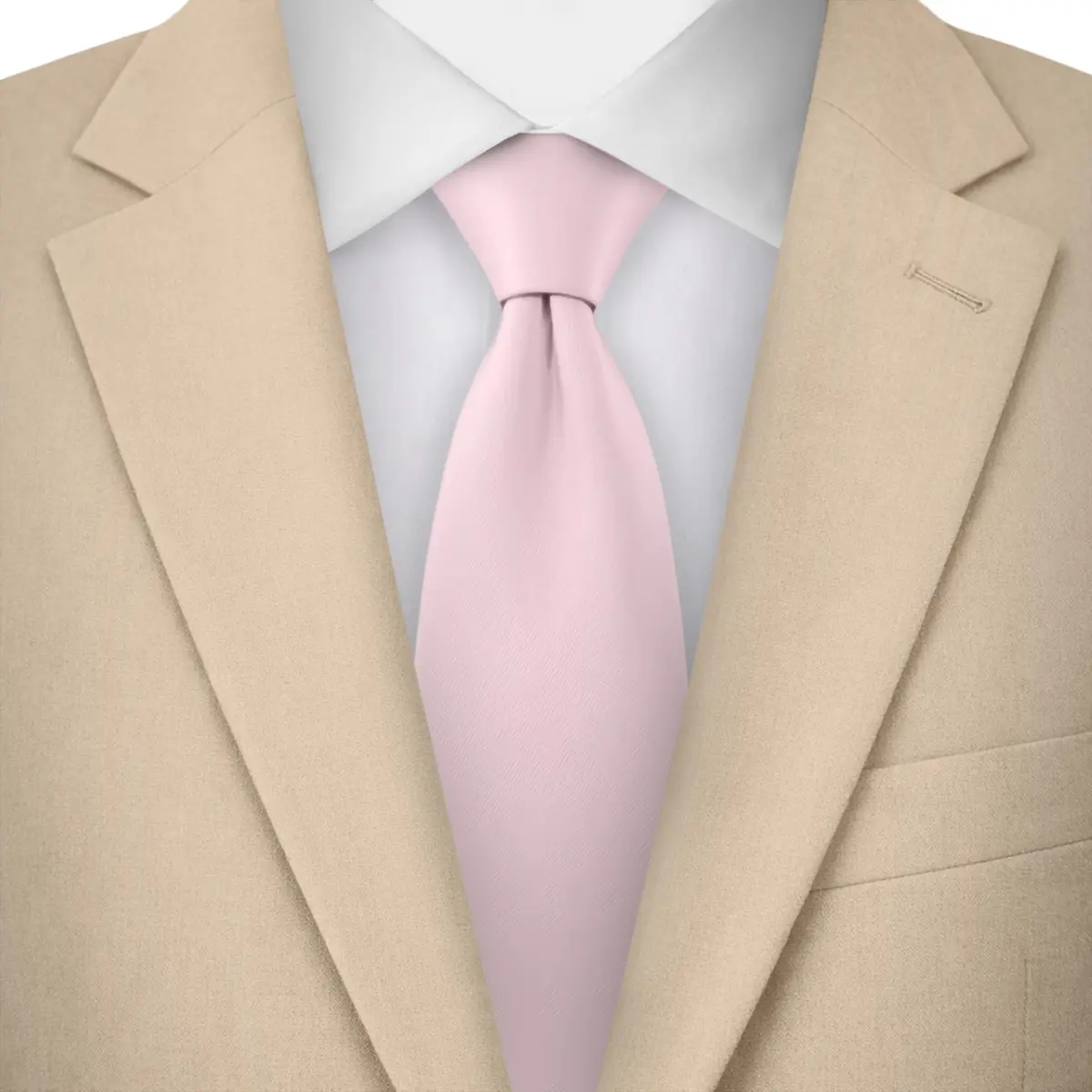 Jacob Alexander Solid Color Mens Tie - Bridal Pink Satin Microfiber, Regular Size | Formal & Wedding Accessory - view 2