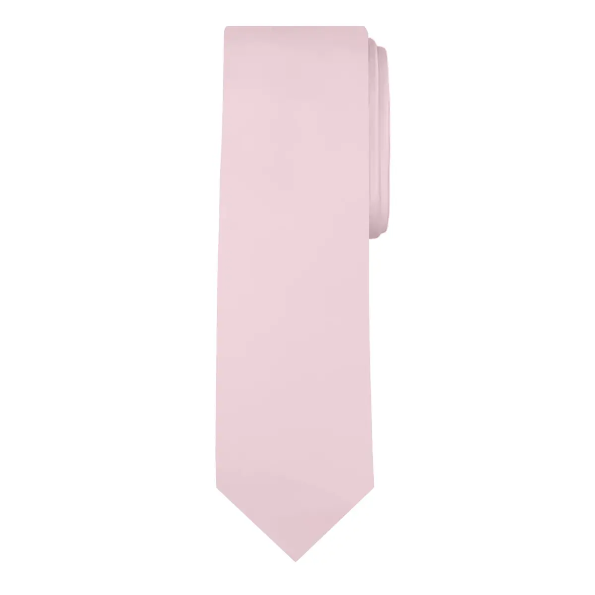 Jacob Alexander Solid Color Mens Tie - Bridal Pink Satin Microfiber, Regular Size | Formal & Wedding Accessory - view 3
