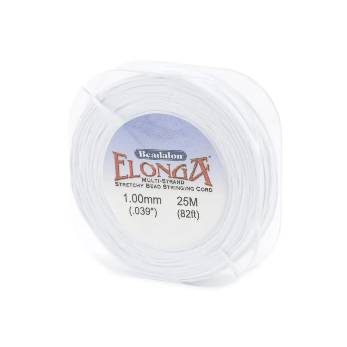 Beadalon Elonga Elastic String White 1 mm (25 m / 82 ft) | Strong Stretch Cord for Bracelets - main product image