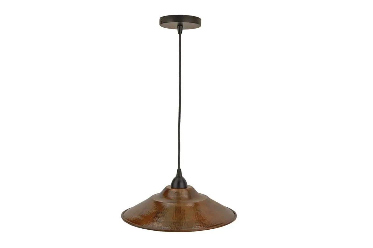 Premier Copper Products L400DB 13-Inch Hand Hammered Copper Pendant Light, Oil Rubbed Bronze | Contemporary Down Lighting Fixture - main product image