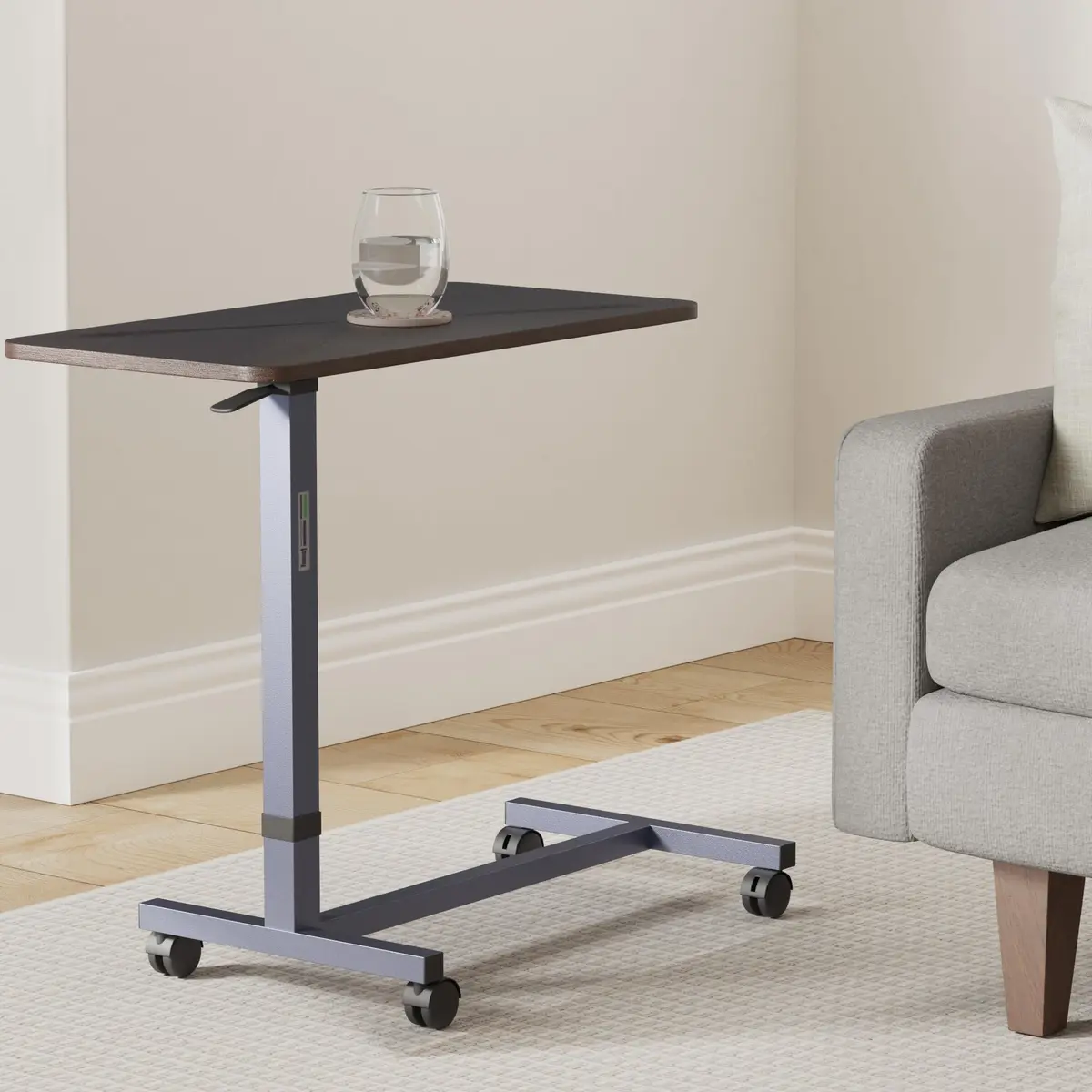 Essential Medical Supply Height Adjustable Overbed Table with Locking Wheels | Woodgrain Top for Adults & Seniors - view 2