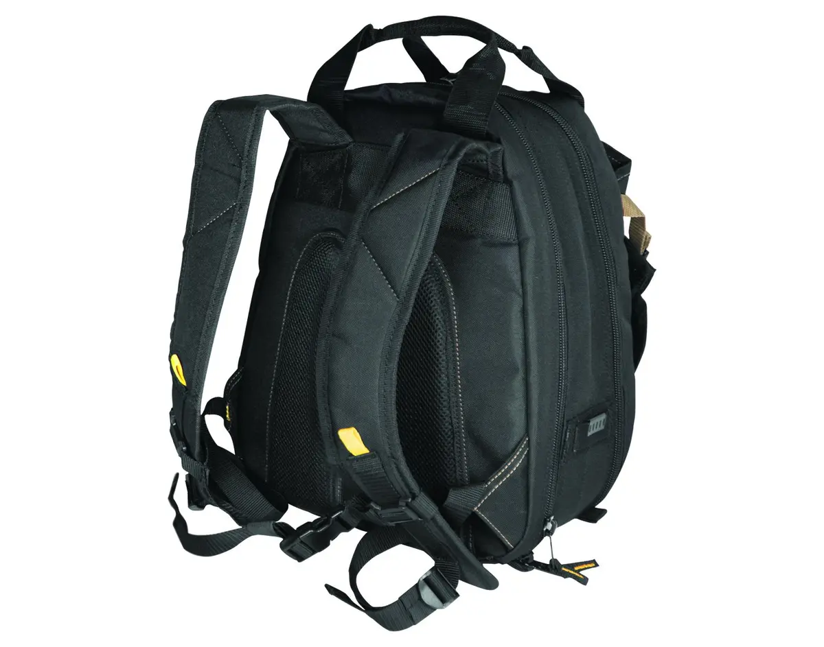 Custom Leathercraft 1134 Carpenter's Tool Backpack, 44 Pockets, Padded Back Support, Black - view 8