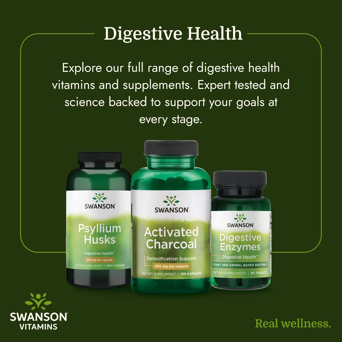 Swanson Activated Charcoal Digestive Support Supplement, 120 Count | Digestive & Bloating Relief - view 6