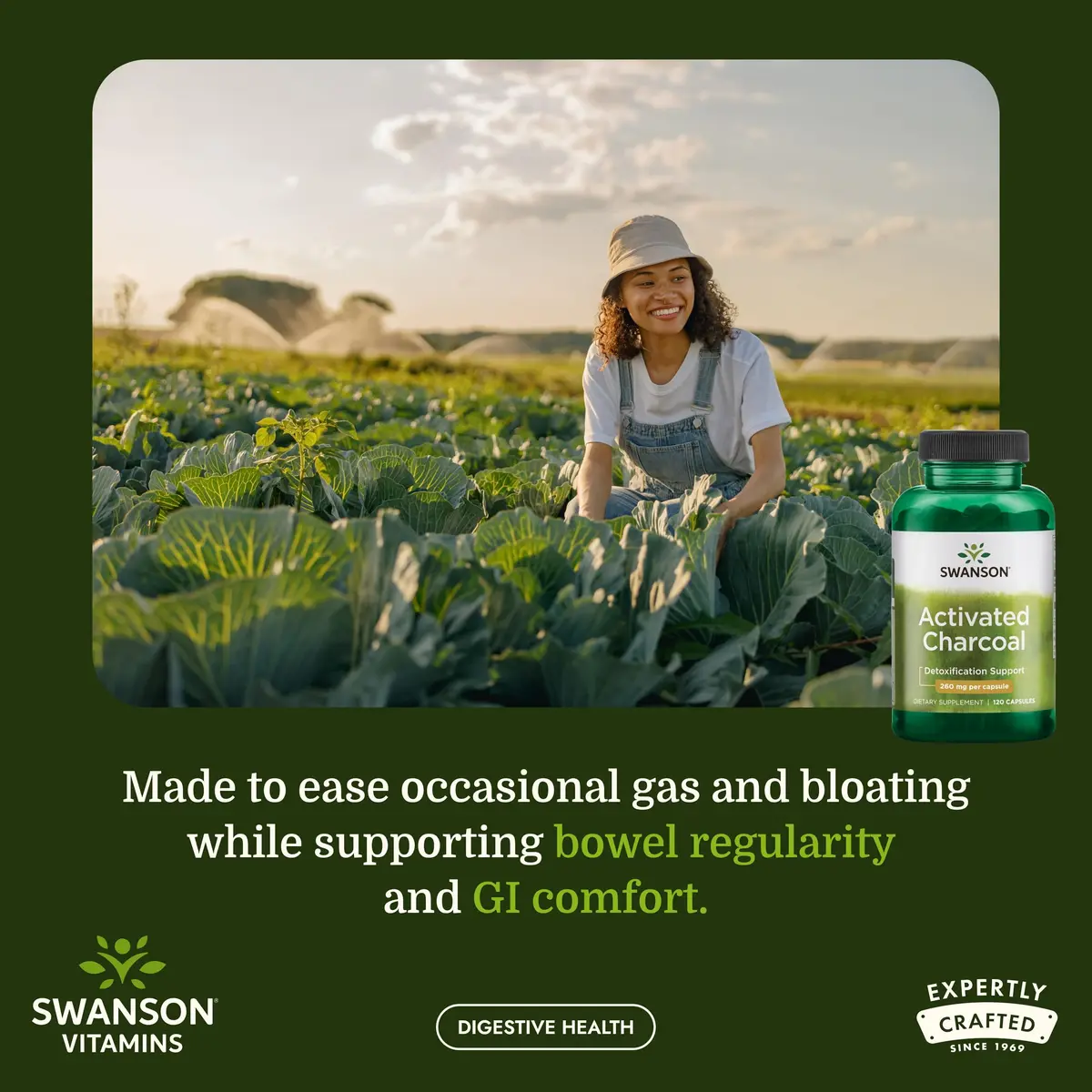 Swanson Activated Charcoal Digestive Support Supplement, 120 Count | Digestive & Bloating Relief - view 2