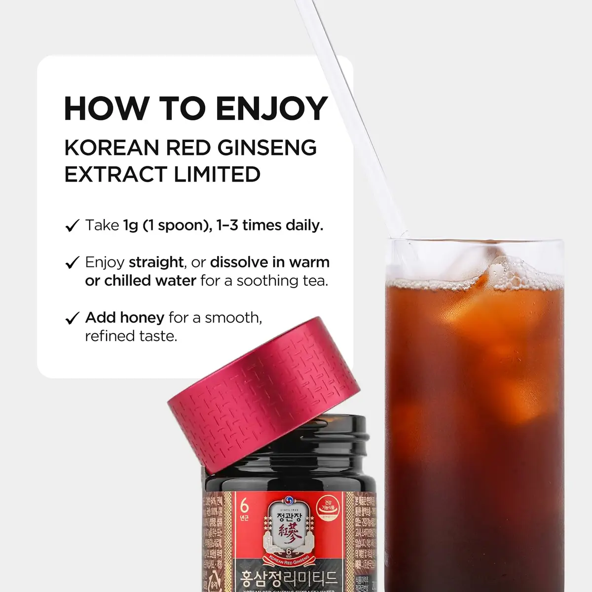 JUNG KWAN JANG Korean Red Ginseng Extract 100g Jar | Energy & Immunity Support, Vegan Friendly - view 6