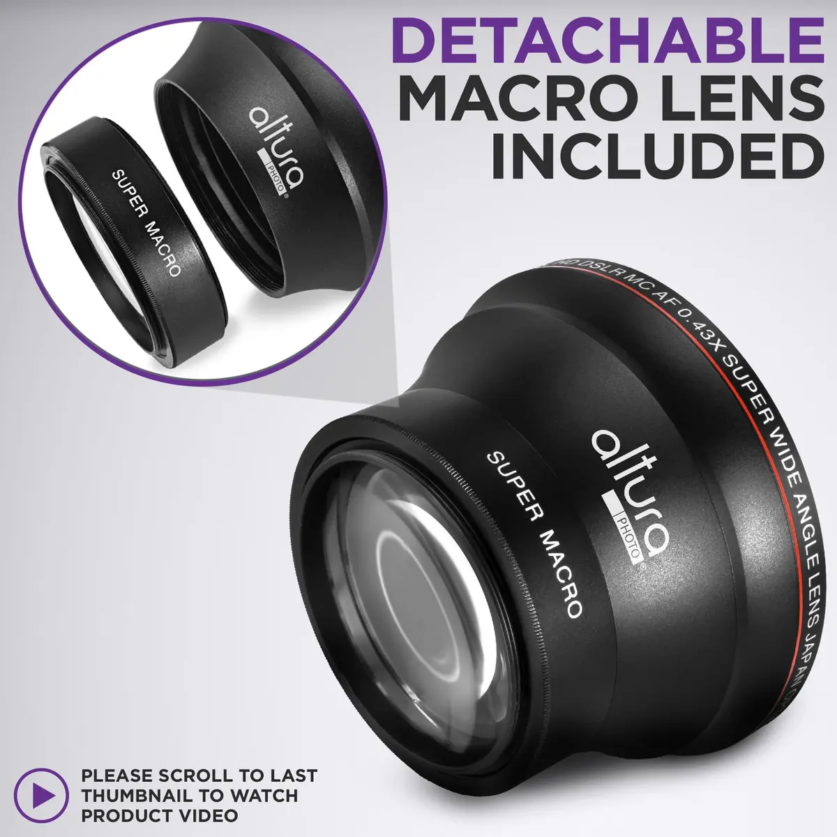 Altura Photo 58mm Wide Angle Lens with Macro | 0.43x Optical Zoom - view 5