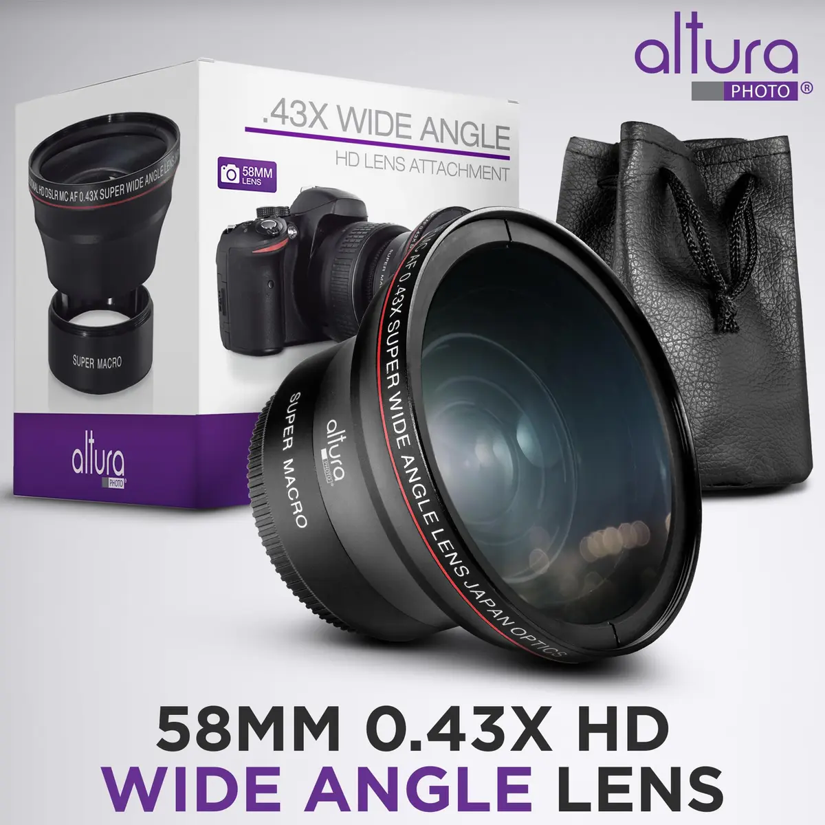 Altura Photo 58mm Wide Angle Lens with Macro | 0.43x Optical Zoom - view 4