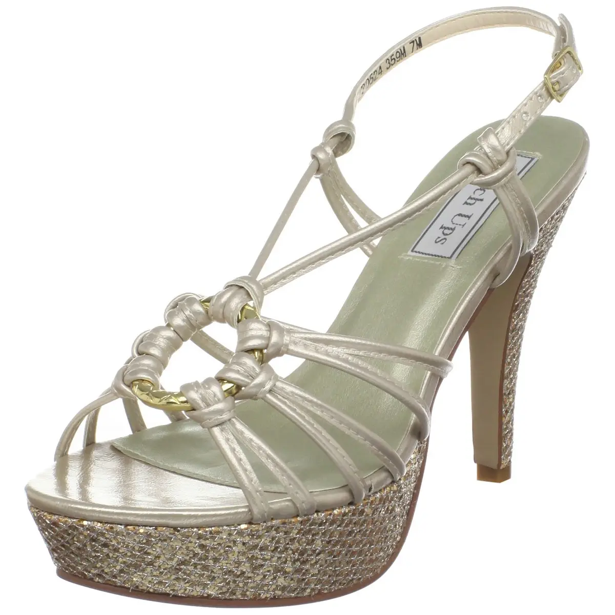 Touch Ups Cassidy Platform Sandal 7 M US | Glitter Champagne, Open Toe, 4.5-inch Heel - main product image