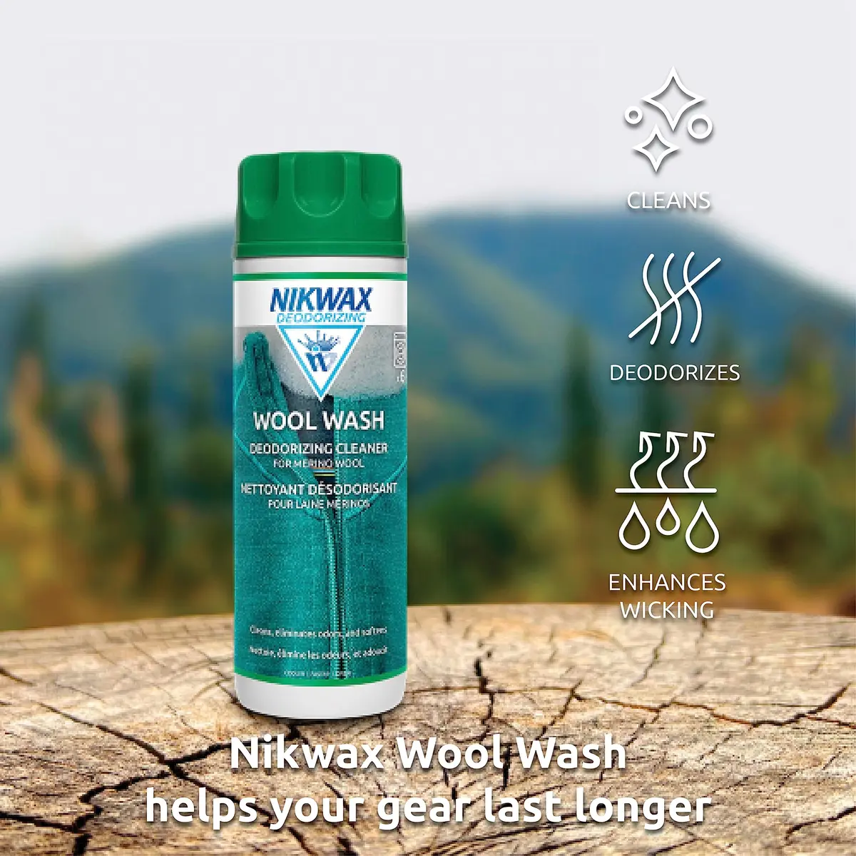 Nikwax Wool Wash 300ml | Deodorize & Safely Clean Merino Wool Base Layers - view 4