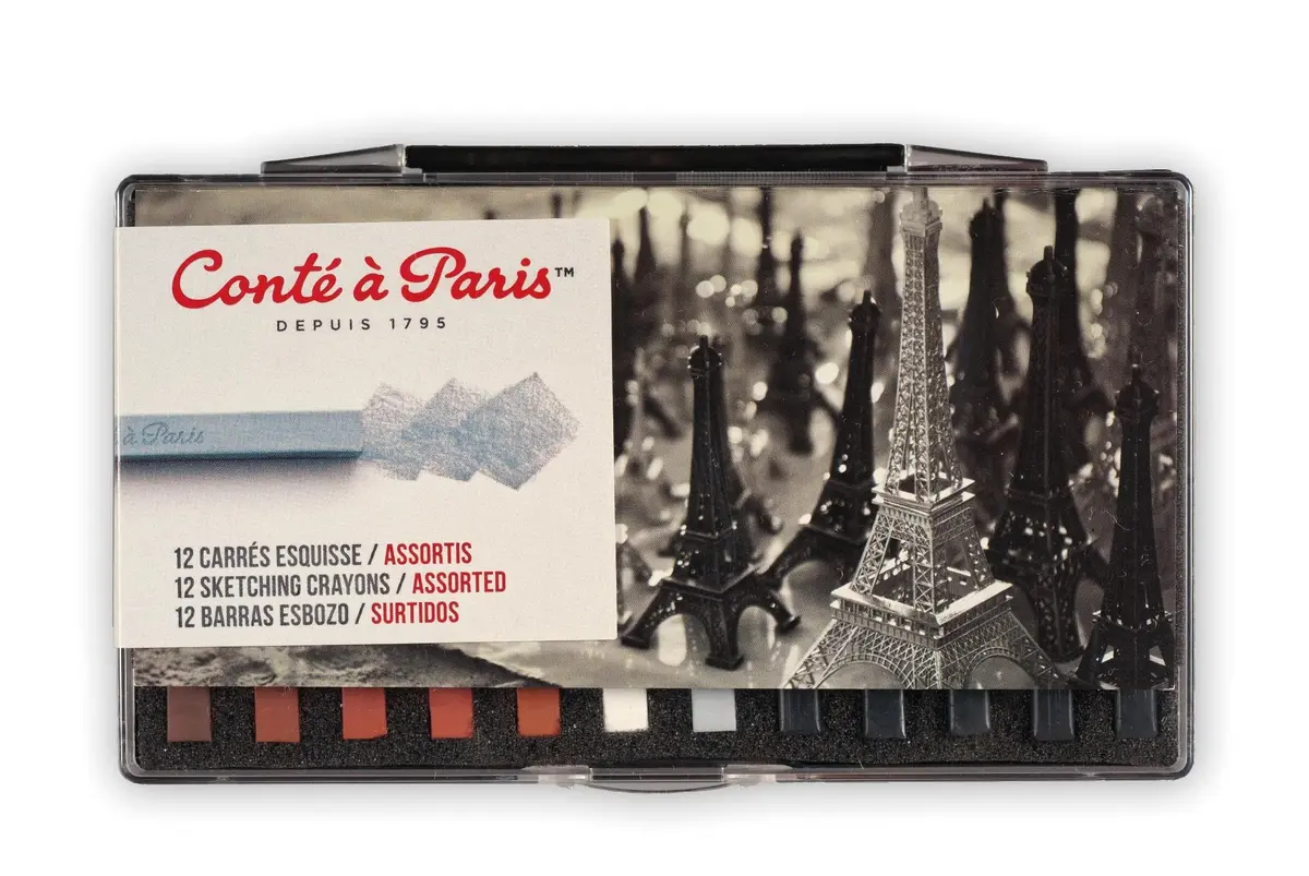 Conté à Paris Sketching Crayons Set with 12 Assorted Colors | Soft Pigments for Art & Drawing - main product image