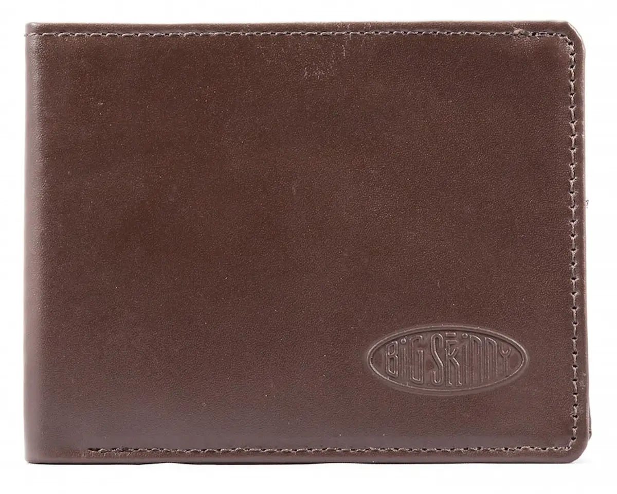 Big Skinny Men's Slimline Bi-Fold Wallet with Leather Exterior & Nylon Interior, Holds 25 Cards, Brown - view 2