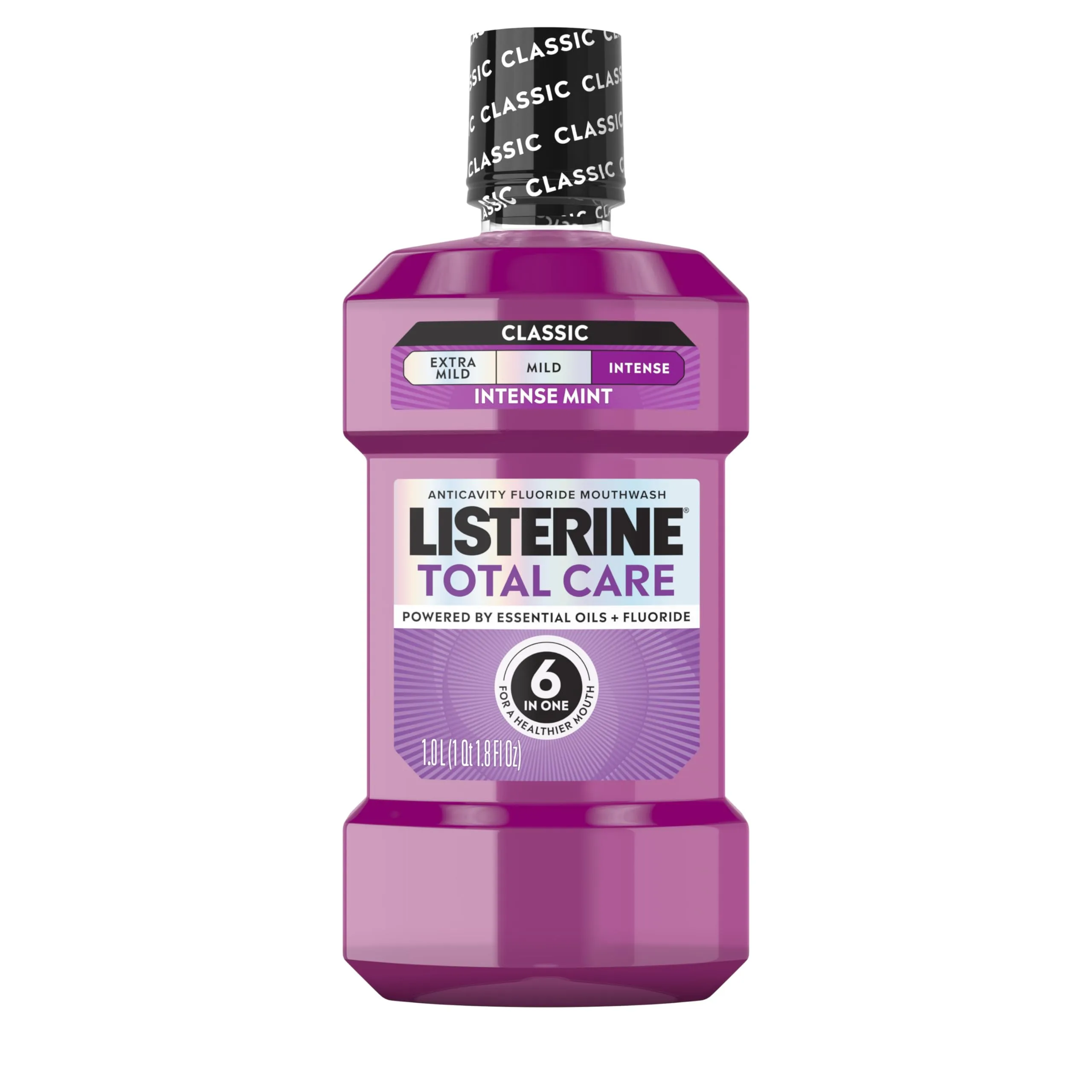 Listerine Total Care Intense Anticavity Mouthwash 1 L (33.8 oz) | 6 Benefits in 1 Oral Rinse, Kills Bad Breath Germs, Prevents Cavities - main product image