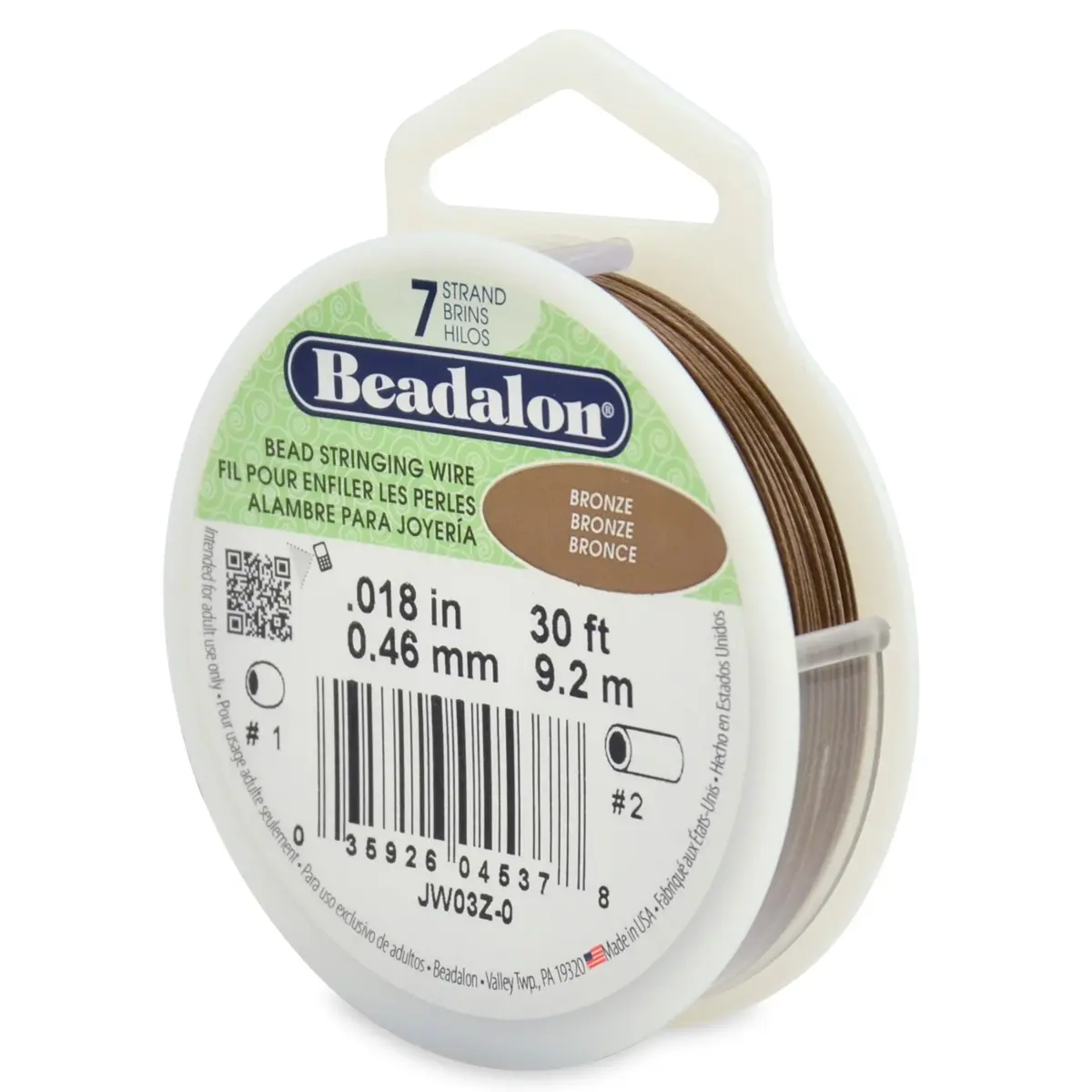 Beadalon 7-Strand Stainless Steel Beading Wire, 0.46 mm (0.018 in) Bronze | 30 ft (9.2 m) Durable & Flexible Wire for Jewelry Making - main product image