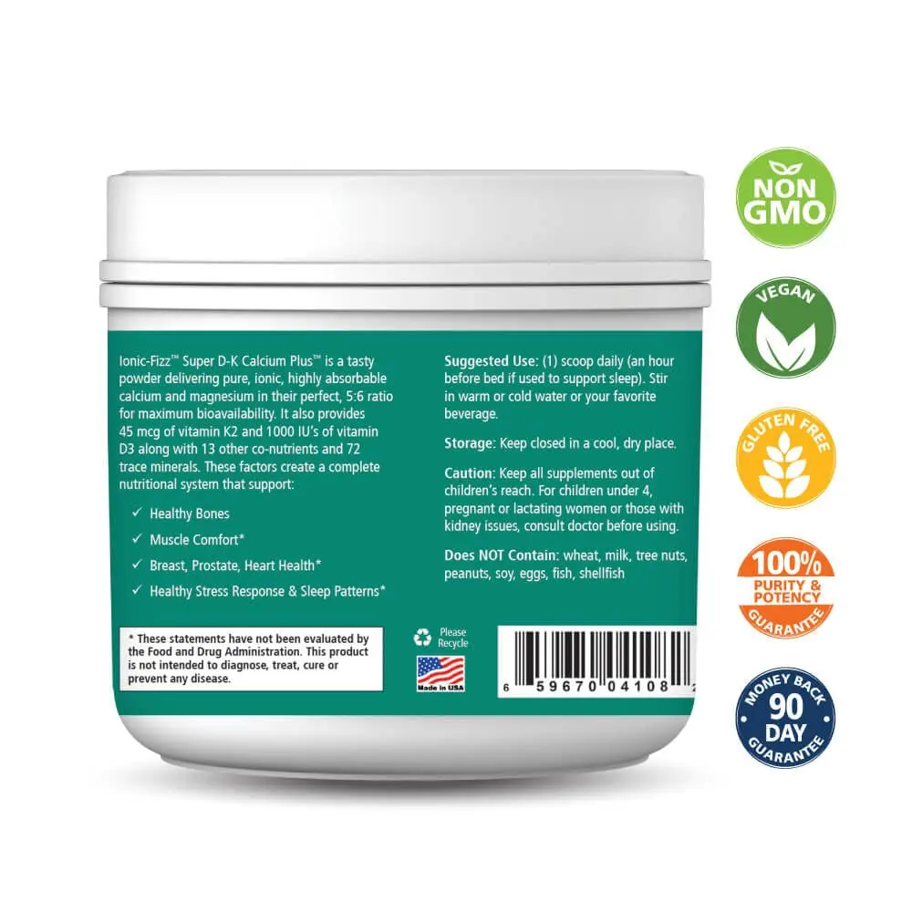Pure Essence Ionic Super D-K Calcium Plus 7.41oz | Supports Strong Bones & Stress Relief - view 2
