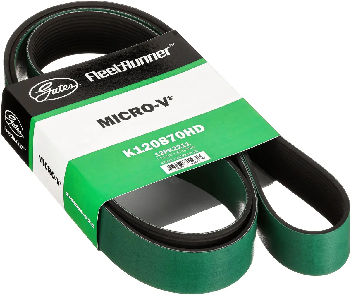 Gates K120870HD FleetRunner Heavy-Duty Micro-V Serpentine Drive Belt | Heavy-Duty Flexibility & Durability - main product image