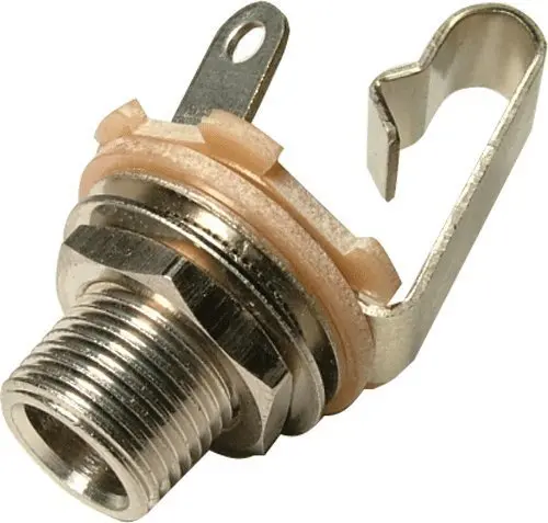 Switchcraft 1/4" Mono 2-Conductor Input Jack, Open Circuit, Long Bushing (Type L11) | Standard Mono Guitar Input Jack - main product image