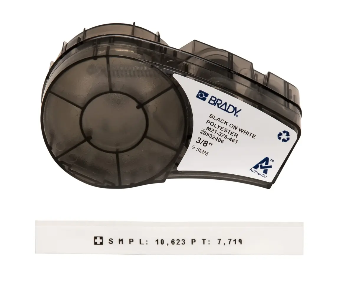 Brady M21-375-461 Extreme-Temp Resistant Label 9.5mm (0.375") W x 6.4m (21' L) | Thermal Transfer Label for Lab, Equipment, Asset Tracking - main product image