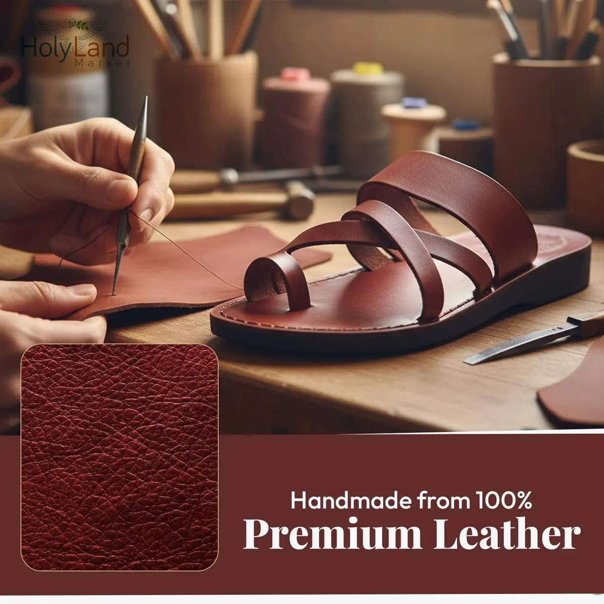 Holy Land Market Biblical Jesus Leather Sandals, Jerusalem, Shepherd Field II | Handmade in Jerusalem, Support & Modesty (120 chars) - view 3
