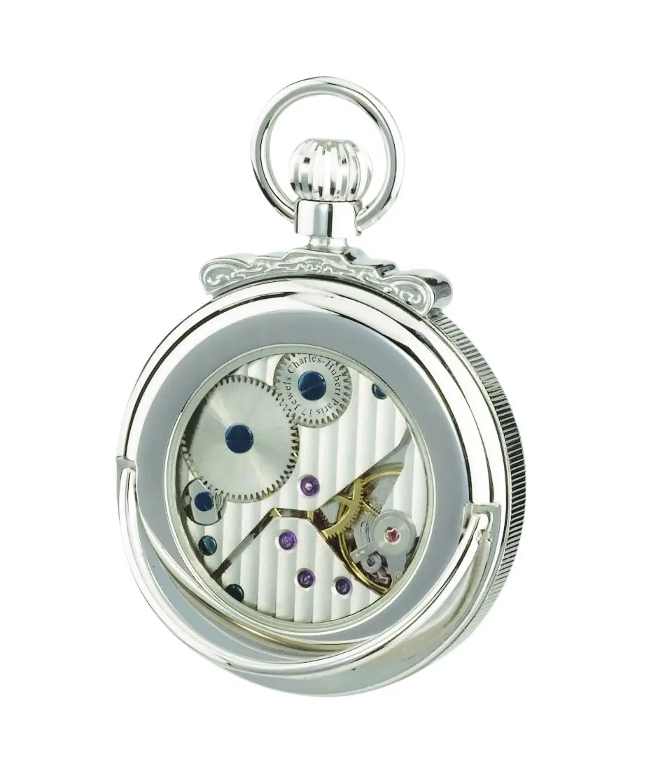 CHARLES-HUBERT PARIS Pocket Watch 47mm Brass Blue & Silver | Classic Mechanical Open Face - view 2