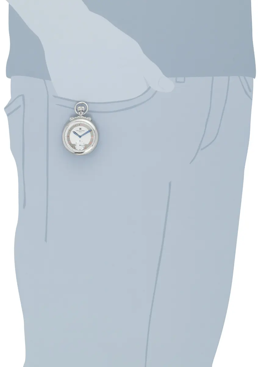CHARLES-HUBERT PARIS Pocket Watch 47mm Brass Blue & Silver | Classic Mechanical Open Face - view 3