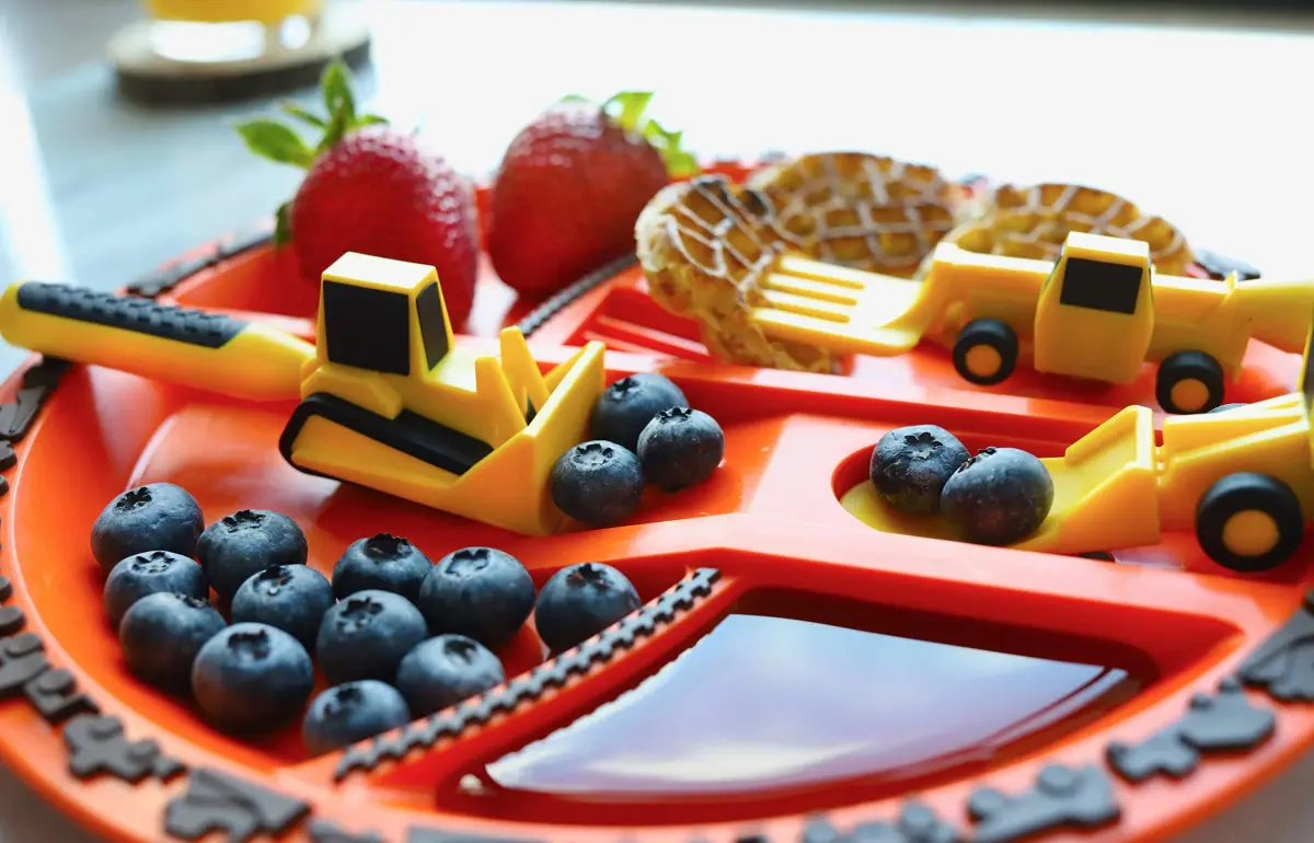 Constructive Eating Construction Plate and Utensils Set - 4-Piece Toddler Dinnerware - view 9