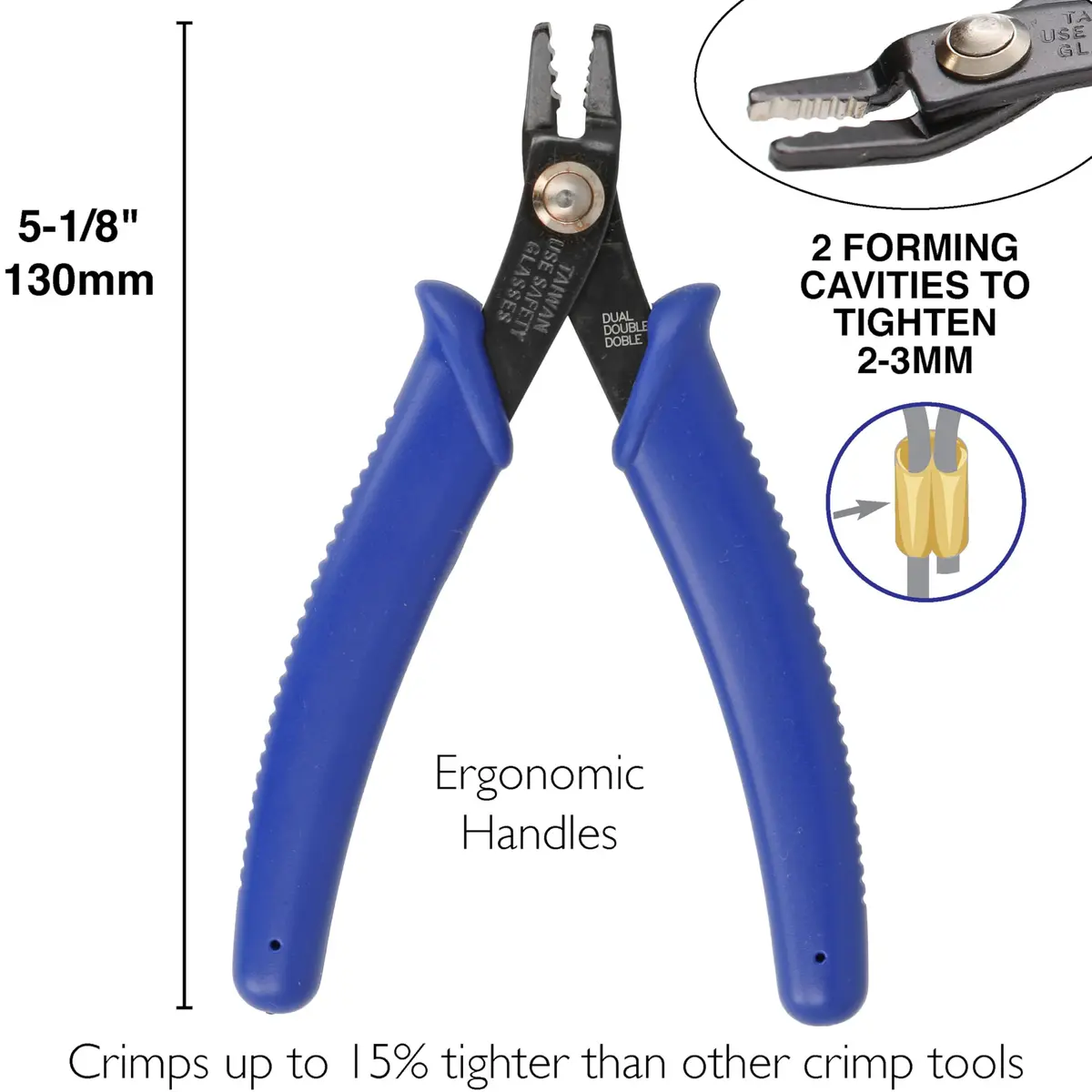 The Beadsmith Double Notch Crimper - 5” (127mm) Jewelry Tool for Perfect Crimps, Comfortable Handles - view 5