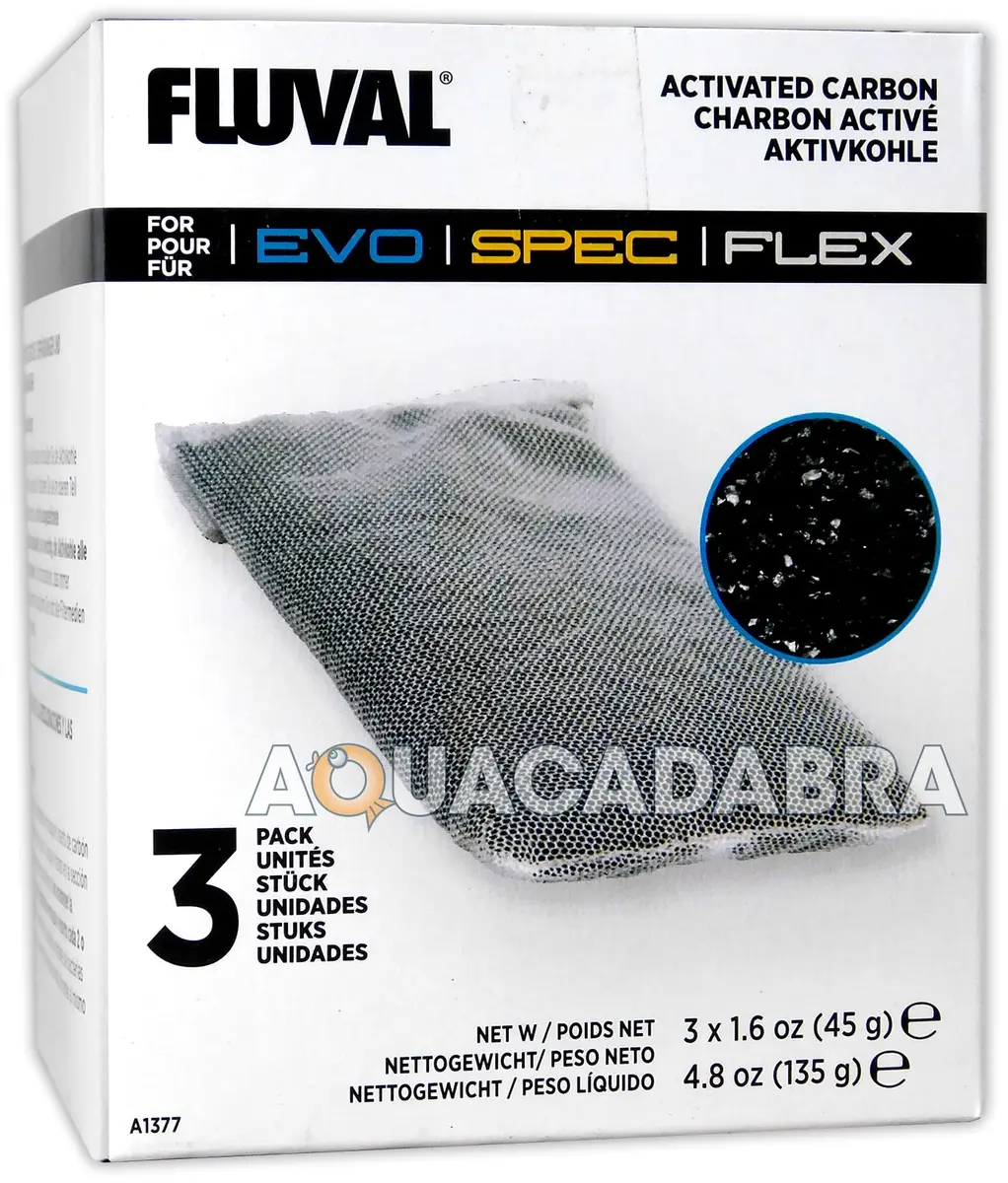Fluval Activated Carbon Filter Media 3-Pack | Chemical Filtration for Clear Aquarium Water - main product image