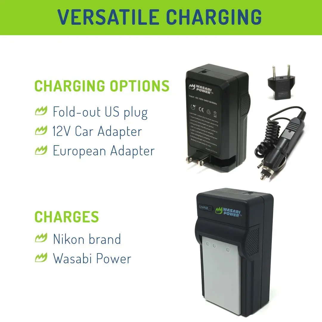 Wasabi Power Battery (2-Pack) & Charger for Nikon EN-EL5 | Compatible with Nikon Coolpix 3700, 4200, 5200, 5900, P3, P4, P80, P90, P100, P500, P510, P520, P530, P5000, P5100, P6000, S10 - view 6