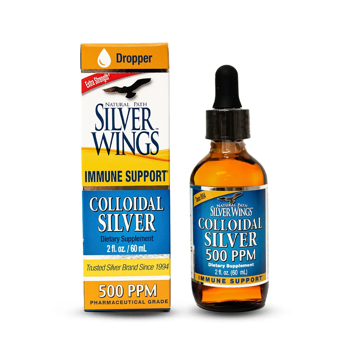 Natural Path Silver Wings Colloidal Silver 500ppm 2 fl oz (59ml) | USA-Sourced Immune Support - main product image