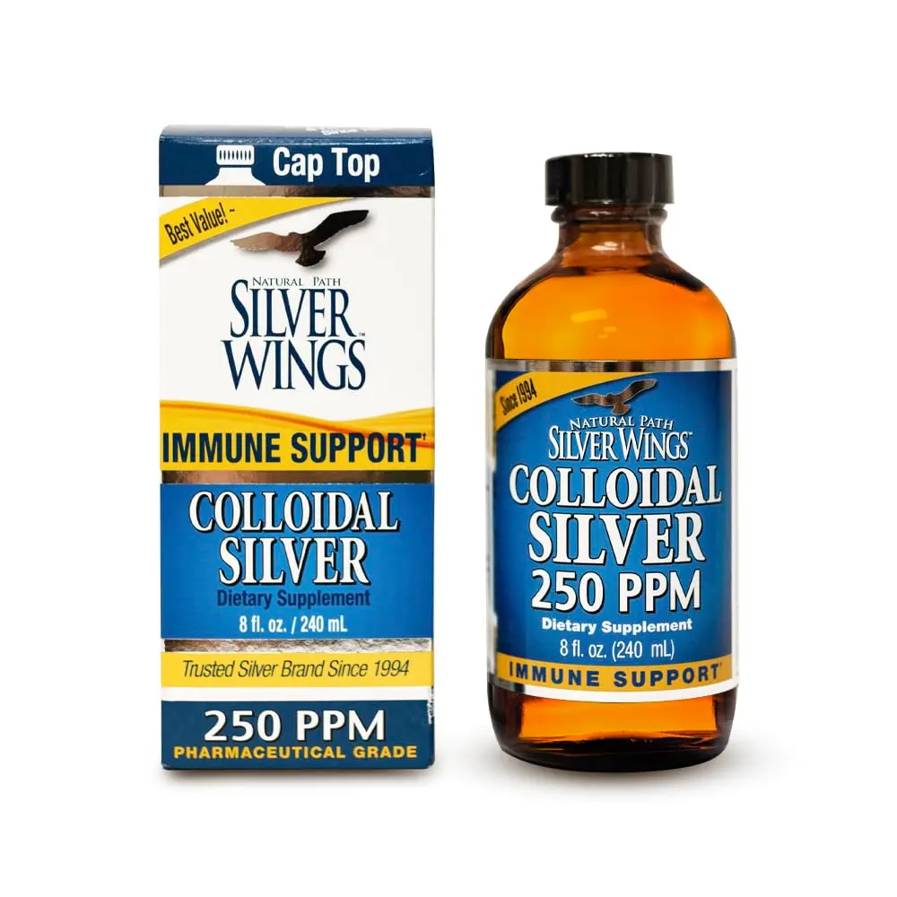 Natural Path Silver Wings Colloidal Silver Liquid - 250ppm (1250mcg) - 8 fl oz | Immune Support with Micro-Size Silver Particles - main product image
