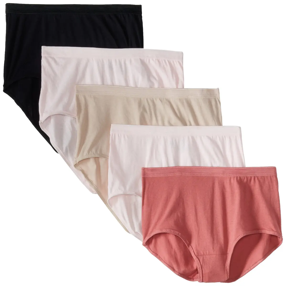 Fruit of the Loom Women's Plus Size Fit For Me Cotton Brief Panties 5 Pack Body Tone Assortment, Wardrobe, 10 - main product image