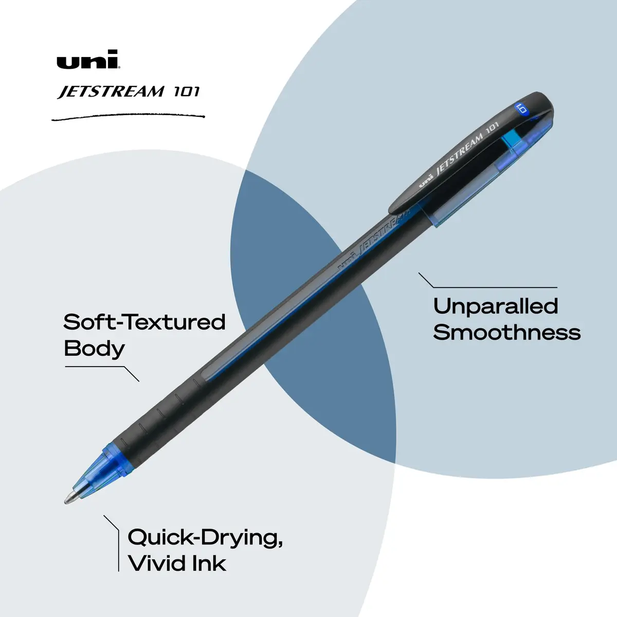 Uni-Ball Jetstream 101 Ballpoint Pens, Medium Point (1.0mm), Blue, 12 Pack | Smooth Hybrid Ink - view 3