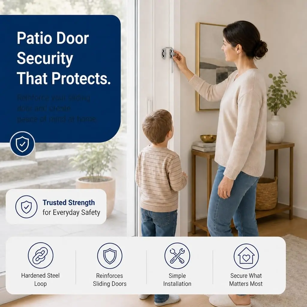 Prime-Line Patio Sliding Door Loop Lock, Child Safety & Security, Chrome | Reinforces Existing Hardware (120 chars) - view 5