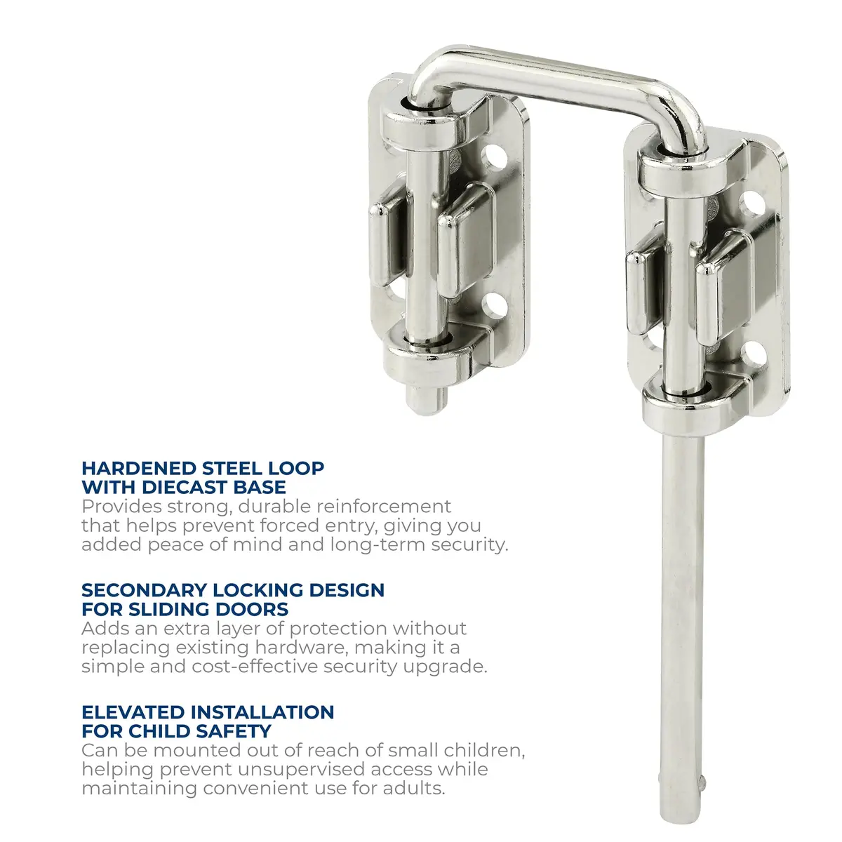 Prime-Line Patio Sliding Door Loop Lock, Child Safety & Security, Chrome | Reinforces Existing Hardware (120 chars) - view 2