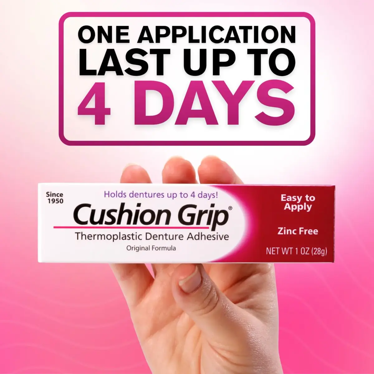 Cushion Grip Thermoplastic Denture Adhesive 3 oz (85g) | Refits & Tightens Dentures for 4-Day Hold - view 2
