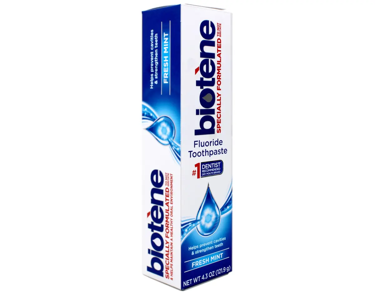 Biotène Fresh Mint Fluoride Toothpaste 122g (4.3 oz) | Cavity Protection & Dry Mouth Relief - view 2