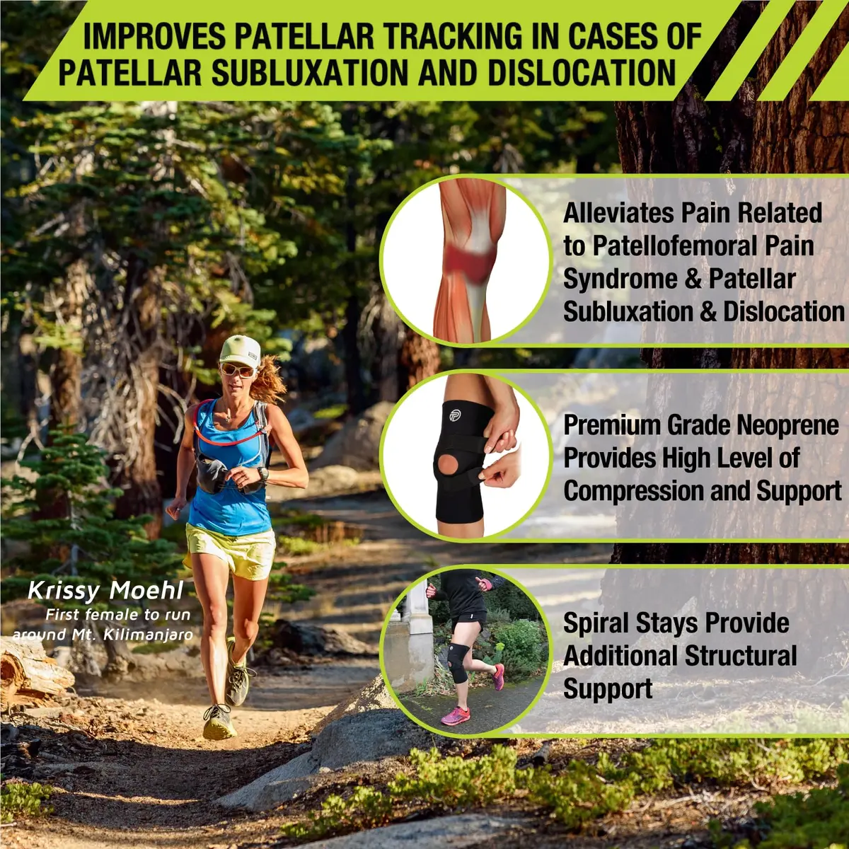 Pro-Tec Athletics J-Lat Knee Patella Support, Right, XX-Large | Patella tracking control with lateral straps - view 3