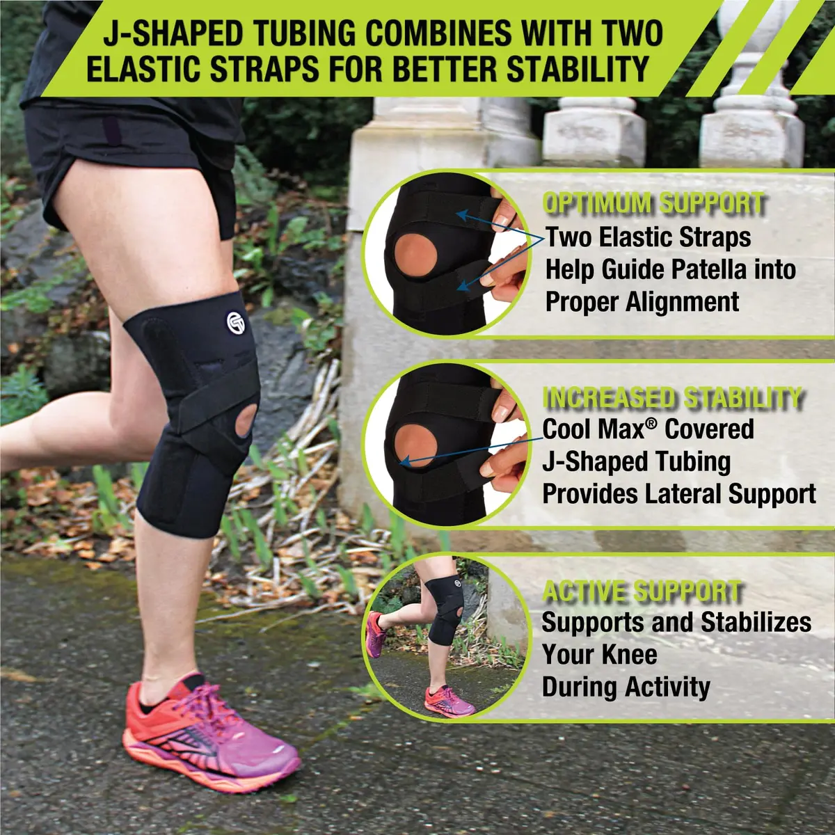 Pro-Tec Athletics J-Lat Knee Patella Support, Right, XX-Large | Patella tracking control with lateral straps - view 4